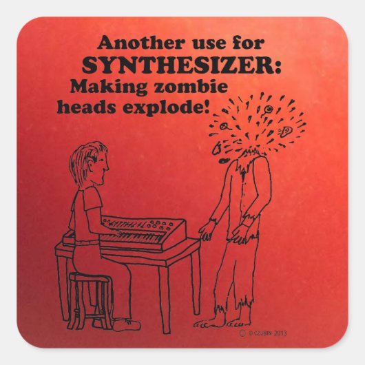 Synthesizer Zombie Explode Square Sticker (Voorkant)