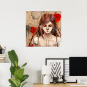 Synthetische Beauty Red versie 24X24 Poster (Thuiskantoor)
