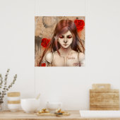 Synthetische Beauty Red versie 24X24 Poster (Keuken)