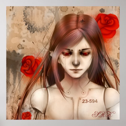 Synthetische Beauty Red versie 24X24 Poster (Voorkant)