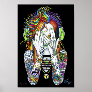 Synthetische psytrance regenboogwang A Boo Tattoo  Poster