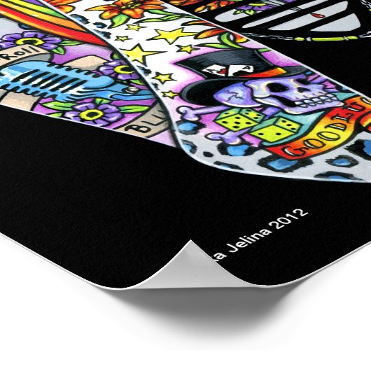 Synthetische psytrance regenboogwang A Boo Tattoo Poster (Hoek)