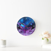 Synthwave 1980's Retro Space Time Wall Clock Ronde Klok (Huis)