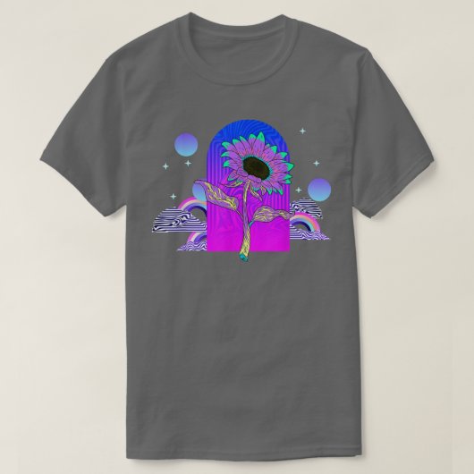 Synthwave 80s Bloed bloesem 90s Vaporwave Sunflow T-shirt (Design voorkant)