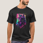 Synthwave Aesthetic Cat Vaporwave Cat  90s Retro C T-shirt (Voorkant)