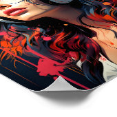 Synthwave Art Nouveau Punk MEISJE luisteren naar m Poster (Hoek)