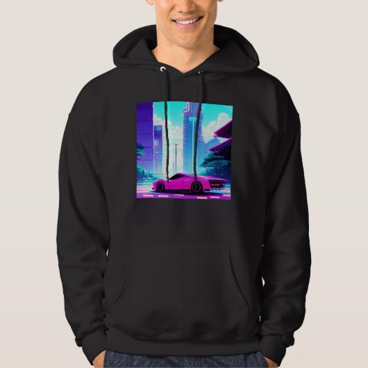 Synthwave auto outrun retrowave futuresynth scienc hoodie (Voorkant)
