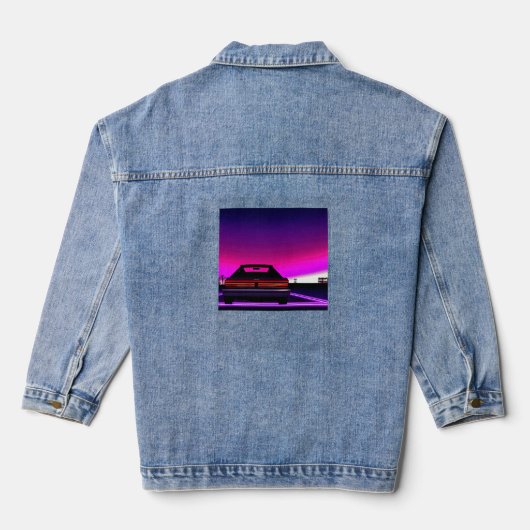 Synthwave auto uitgang retrowave futuresynth Sci F Denim Jacket (Achterkant)