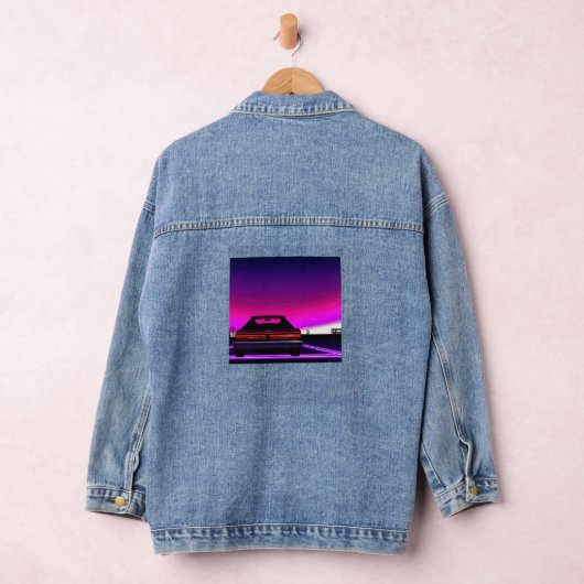 Synthwave auto uitgang retrowave futuresynth Sci F Denim Jacket (Hangar)