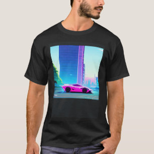 Synthwave auto uitgang retrowave futuresynth Sci F T-shirt