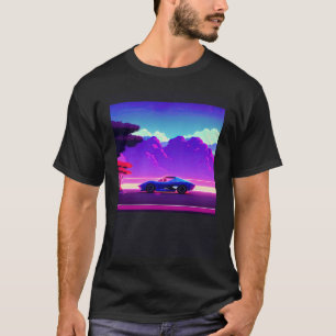 Synthwave auto uitgang retrowave futuresynth Sci F T-shirt