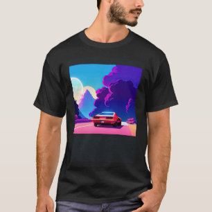 Synthwave auto uitgang retrowave futuresynth Sci F T-shirt