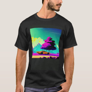 Synthwave auto uitgang retrowave futuresynth Sci F T-shirt
