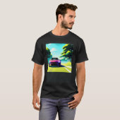 Synthwave auto uitgang retrowave futuresynth Sci F T-shirt (Voorkant volledig)