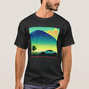 Synthwave auto uitgang retrowave futuresynth Sci F T-shirt