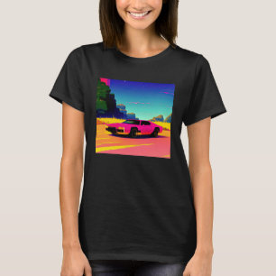 Synthwave auto uitgang retrowave futuresynth Sci F T-shirt