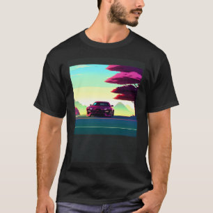 Synthwave auto uitgang retrowave futuresynth Sci F T-shirt