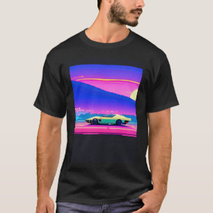 Synthwave auto uitgang retrowave futuresynth Sci F T-shirt