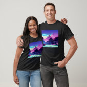Synthwave auto uitgang retrowave futuresynth Sci F T-shirt (Unisex)