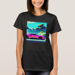 Synthwave auto uitgang retrowave futuresynth Sci F T-shirt