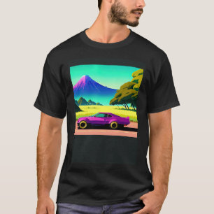 Synthwave auto uitgang retrowave futuresynth Sci F T-shirt