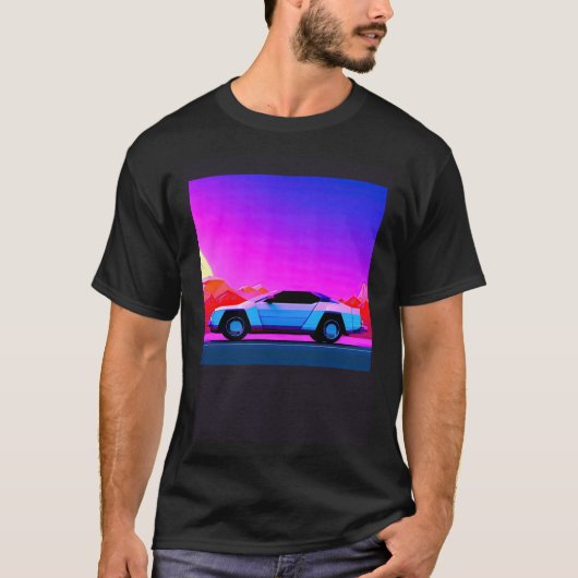 Synthwave auto uitgang retrowave futuresynth Sci F T-shirt (Voorkant)