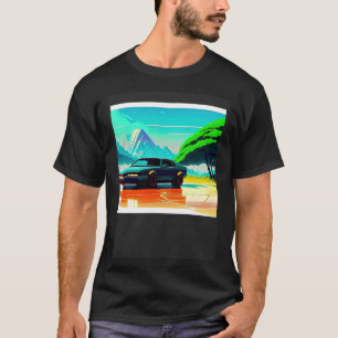 Synthwave auto uitgang retrowave futuresynth Sci F T-shirt