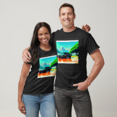 Synthwave auto uitgang retrowave futuresynth Sci F T-shirt (Unisex)