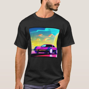 Synthwave auto uitgang retrowave futuresynth Sci F T-shirt