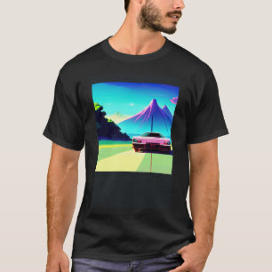 Synthwave auto uitgang retrowave futuresynth Sci F T-shirt