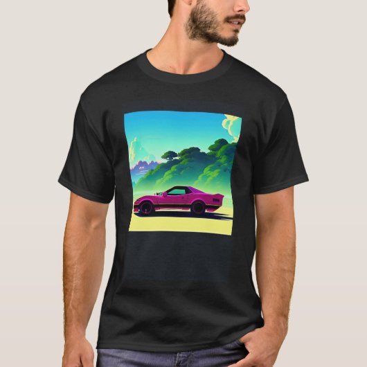 Synthwave auto uitgang retrowave futuresynth Sci F T-shirt (Voorkant)
