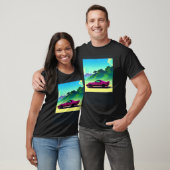 Synthwave auto uitgang retrowave futuresynth Sci F T-shirt (Unisex)