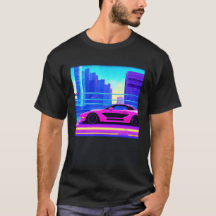 Synthwave auto uitgang retrowave futuresynth Sci F T-shirt