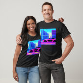 Synthwave auto uitgang retrowave futuresynth Sci F T-shirt (Unisex)