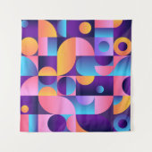 Synthwave Bauhaus Neon poster #1 donkerroze paarse Wandkleed (Voorkant (horizontaal))