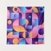 Synthwave Bauhaus Neon poster #1 donkerroze paarse Wandkleed (Voorkant)