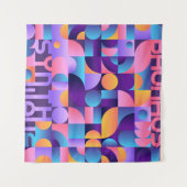 Synthwave Bauhaus Neon poster #2 donkerroze paarse Wandkleed (Voorkant (horizontaal))