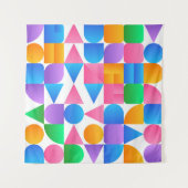 Synthwave Bauhaus Rainbow #2 (roze-blauw-geel) Wandkleed (Voorkant)