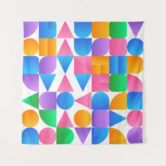 Synthwave Bauhaus Rainbow #2 (roze-blauw-geel) Wandkleed (Voorkant)