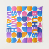 Synthwave Bauhaus Rainbow poster #1 (roze-blauw-ge Wandkleed (Voorkant (horizontaal))