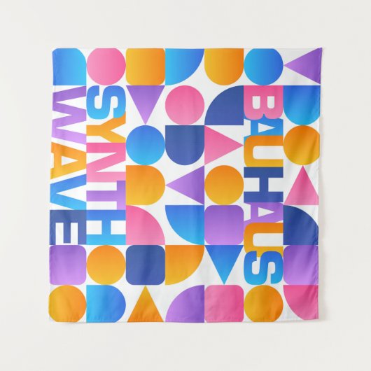 Synthwave Bauhaus Rainbow poster #1 (roze-blauw-ge Wandkleed (Voorkant (horizontaal))