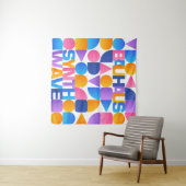 Synthwave Bauhaus Rainbow poster #1 (roze-blauw-ge Wandkleed (In Situ (horizontaal))