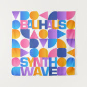 Synthwave Bauhaus Rainbow poster #1 (roze-blauw-ge Wandkleed (Voorkant)