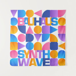 Synthwave Bauhaus Rainbow poster #1 (roze-blauw-ge Wandkleed