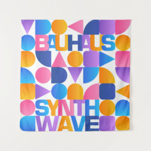 Synthwave Bauhaus Rainbow poster #1 (roze-blauw-ge Wandkleed
