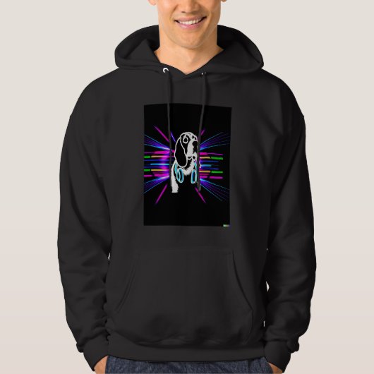 Synthwave Beagle with headphones Hoodie (Voorkant)