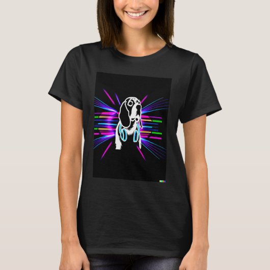Synthwave Beagle with headphones T-shirt (Voorkant)