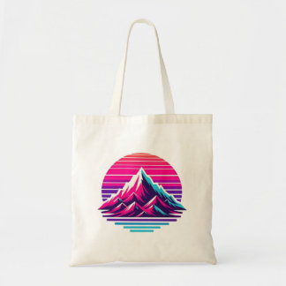 Synthwave-bergtas – Retro-zonsondergangstrillingen Tote Bag
