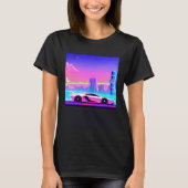 Synthwave car outrun retrowave futuresynth sci fi  t-shirt (Voorkant)