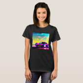 Synthwave car outrun retrowave futuresynth sci fi t-shirt (Voorkant volledig)